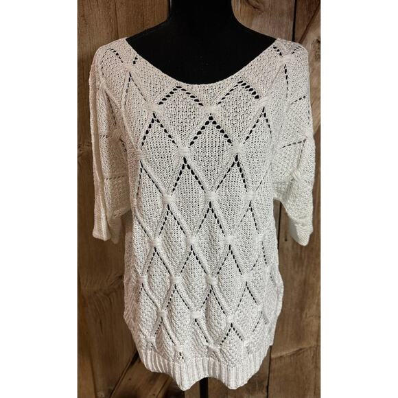 NWT Collezioni Leonardo Italian Women's M Diamond Pattern Knit Sweater Acrylic - Picture 1 of 12